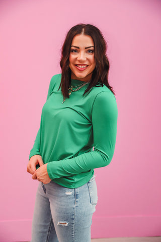 Karter Long Sleeve Top-Kelly Green