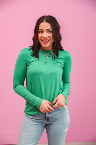 Karter Long Sleeve Top-Kelly Green