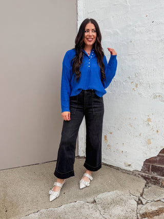 Kiara Henley Sweater-Blue