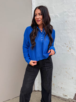 Kiara Henley Sweater-Blue