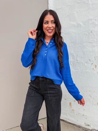 Kiara Henley Sweater-Blue