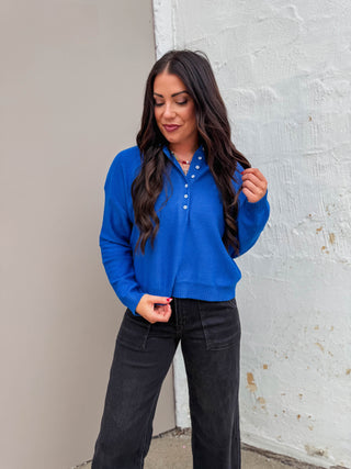 Kiara Henley Sweater-Blue