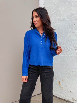 Kiara Henley Sweater-Blue
