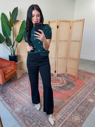 Kali Polka Dot Knit Top-Hunter Green