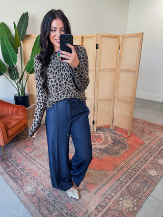 Traci Wide Leg Pants-Dark Denim