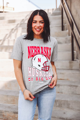 Nebraska Murray Hippie Helmet Comfort Tee-Heather Grey