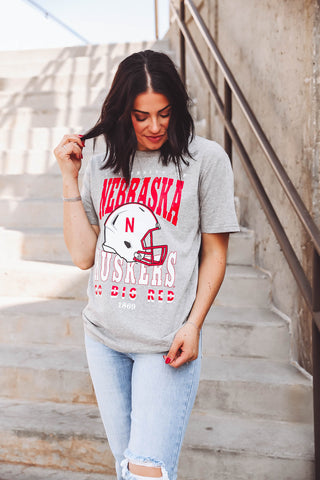 Nebraska Murray Hippie Helmet Comfort Tee-Heather Grey