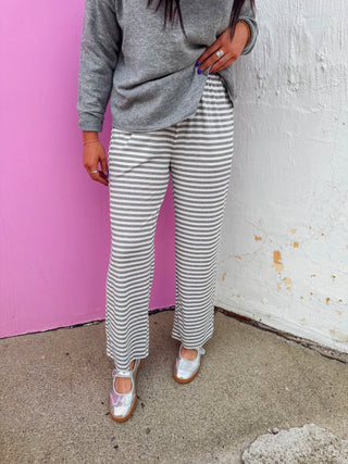 Sunday Stripe Pants-H. Grey/White