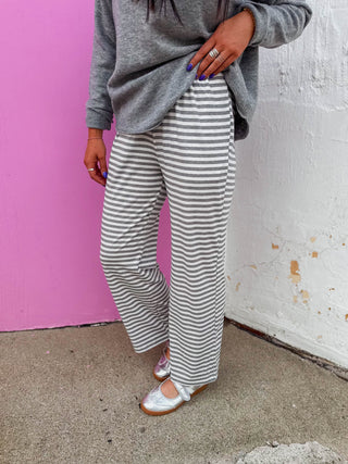 Sunday Stripe Pants-H. Grey/White