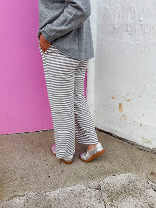 Sunday Stripe Pants-H. Grey/White