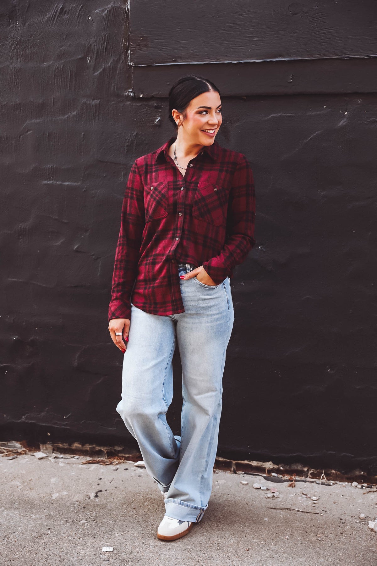 Lewis Top-Burgundy Plaid-Thread & Supply