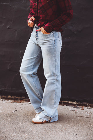 Andi High Rise Wide Cuffed Denim