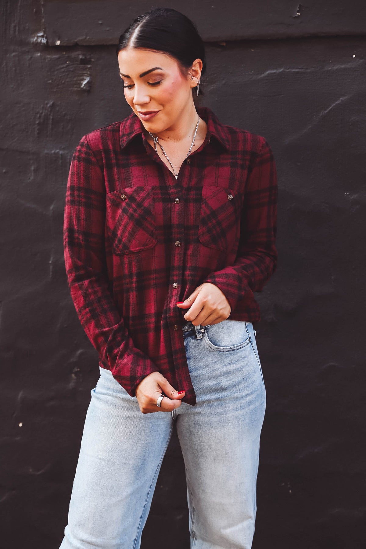 Lewis Top-Burgundy Plaid-Thread & Supply