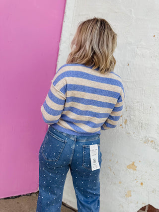 Carmen Striped Sweater-Light Blue