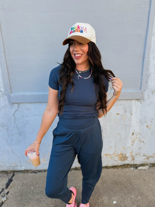 Essential Ribbed Tee-Midnight Navy