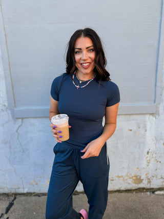 Essential Ribbed Tee-Midnight Navy