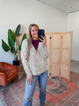 Avery Speckled Cardigan-Oatmeal