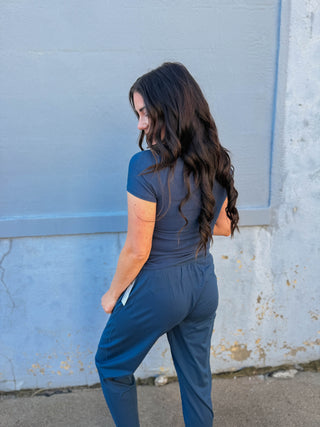 Essential Ribbed Tee-Midnight Navy