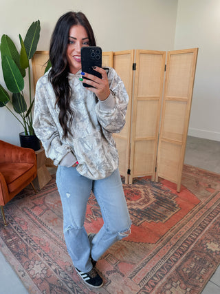 Elevated Essential Hoodie-Grey Camo