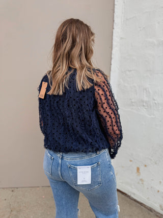 Fiona Polka Dot Top-Navy