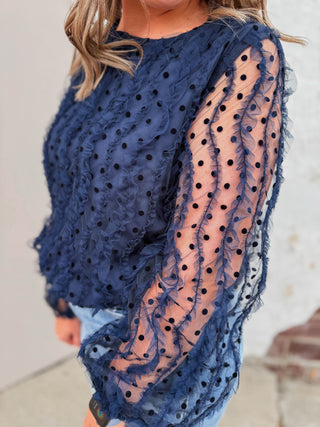 Fiona Polka Dot Top-Navy