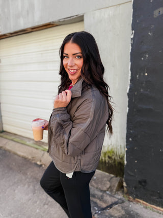 Chandler Quilted Jacket-Charcoal