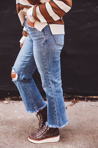 Anya High Rise Crop Flare Denim