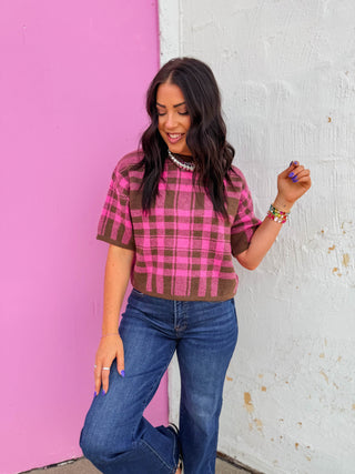 Daria Plaid Knit Top