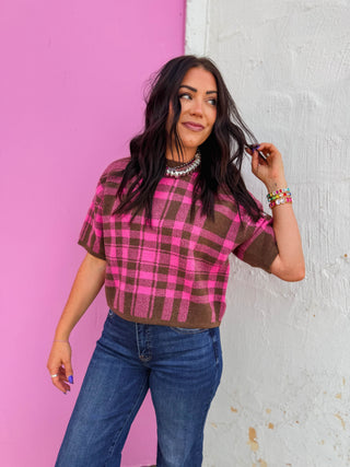 Daria Plaid Knit Top
