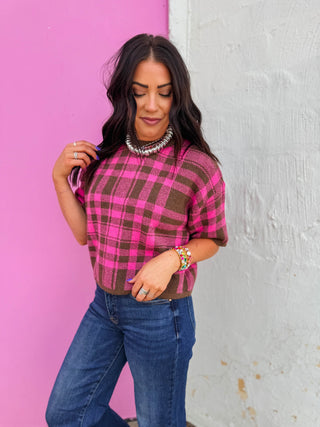 Daria Plaid Knit Top