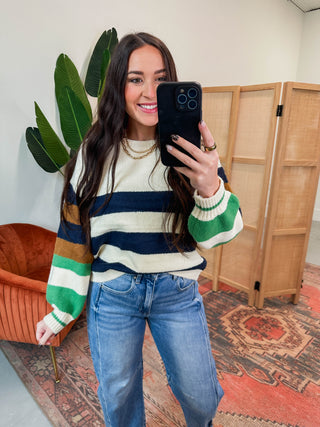 Eli Striped Sweater-Navy Mix