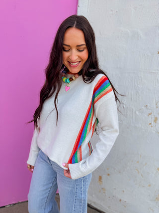 Rainbow Row Sweater-Ivory