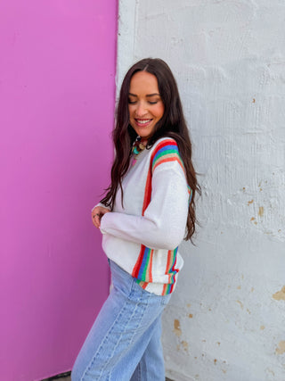 Rainbow Row Sweater-Ivory