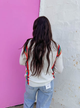 Rainbow Row Sweater-Ivory