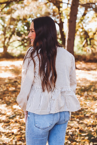 Delaney Striped Bow Top