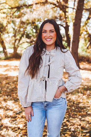 Delaney Striped Bow Top