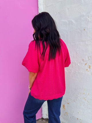 Jory Striped Top-Fuchsia