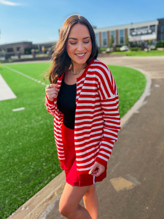 On The Line Cardigan-Red