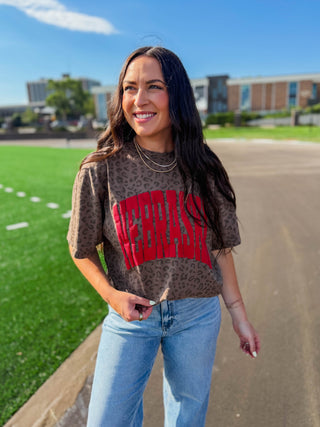 Nebraska Leopard Tee-Brown
