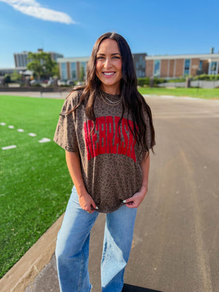 Nebraska Leopard Tee-Brown