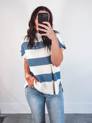 Kara Striped Sweater-Denim