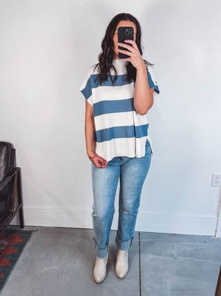 Kara Striped Sweater-Denim