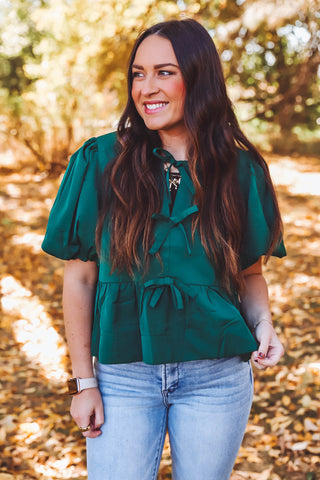 Darcy Bow Top-Green