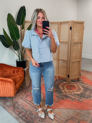 Lucy Striped Top-Marine Blue