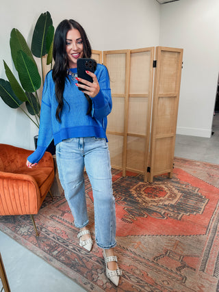 Lyla Sweater-Ocean Blue/Sky Blue