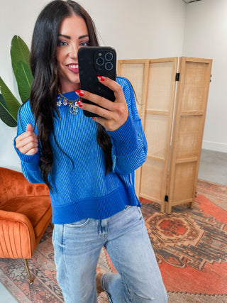 Lyla Sweater-Ocean Blue/Sky Blue
