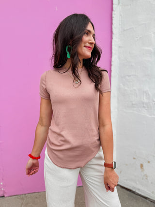 Payton Ribbed Tee-Ginger