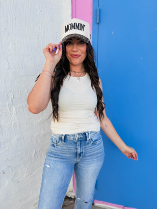 On The Daily Ribbed Tank-Natural