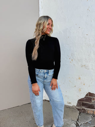 Piper Mock Neck Top-Black