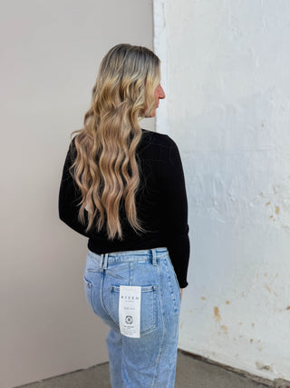 Piper Mock Neck Top-Black